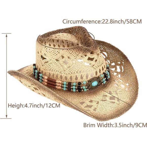 Men\'s Women\'s Straw Cowboy Hat Cowgirl Woven Sun Hat Western Cowboy Hat Two main image 2